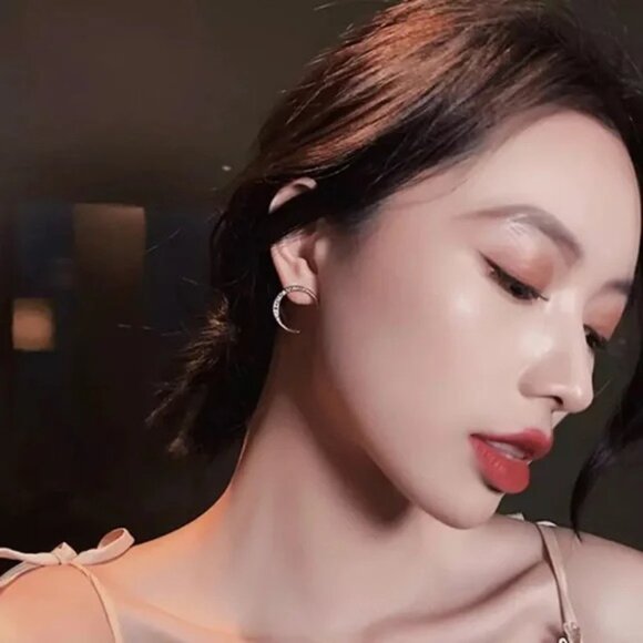 “Heavenly Dreamer” Star Crescent Moon Sun Galaxy/Space Bohemian Diamond Earrings - Picture 5 of 6